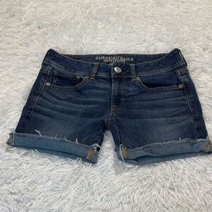 American Eagle Outfitters SUPER STRETCH Dark CUTOFF Blue Jean Shorts SIZE 6